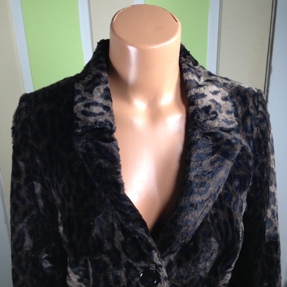 CHARLES GRAY LONDON FAUX FUR LEOPARD Sz M made in ENGLAND fun fur leopard print - Picture 2 of 6